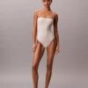 Costume da bagno intero senza spalline a tinta unita