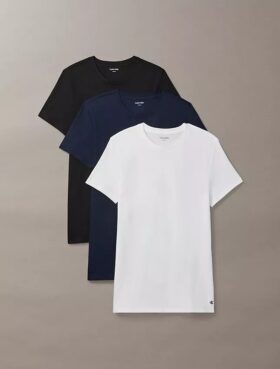 Cotton Classics Confezione da 3 T-shirt a girocollo dal taglio classico