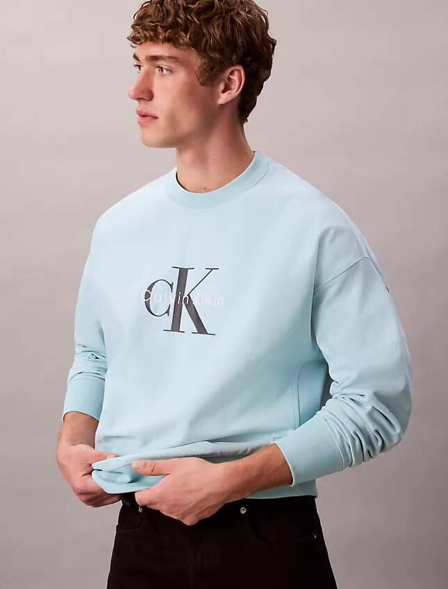 Felpa comoda in spugna premium con logo Monogram Felpa comoda in spugna premium con logo Monogram