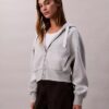 Felpa con cappuccio comoda in pile con zip e nastro con logo Felpa con cappuccio comoda in pile con zip e nastro con logo