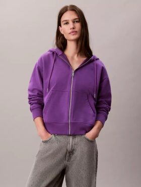 Felpa con cappuccio e zip in French Terry con logo d’archivio