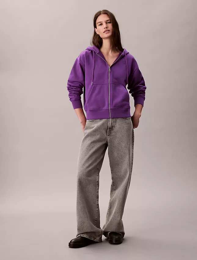 Felpa con cappuccio e zip in French Terry con logo d’archivio Felpa con cappuccio e zip in French Terry con logo d’archivio