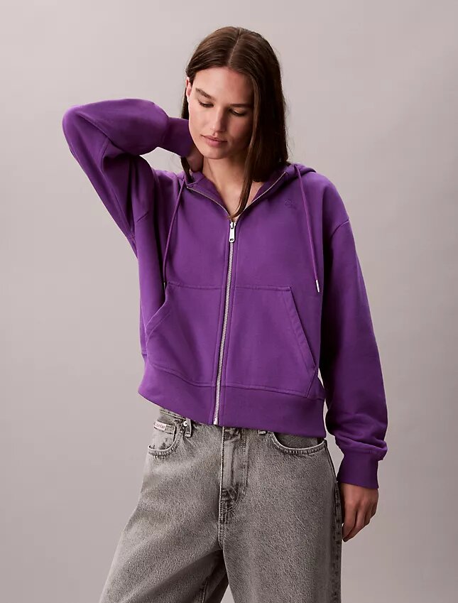 Felpa con cappuccio e zip in French Terry con logo d’archivio Felpa con cappuccio e zip in French Terry con logo d’archivio