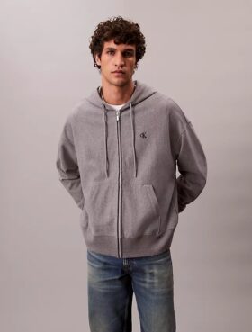 Felpa con cappuccio e zip in spugna premium