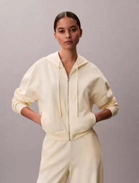 Felpa con cappuccio in jersey di cotone con logo e zip integrale