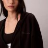 Felpa con cappuccio in jersey di cotone con logo e zip integrale Felpa con cappuccio in jersey di cotone con logo e zip integrale