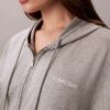 Felpa con cappuccio in jersey di cotone con logo e zip integrale Felpa con cappuccio in jersey di cotone con logo e zip integrale