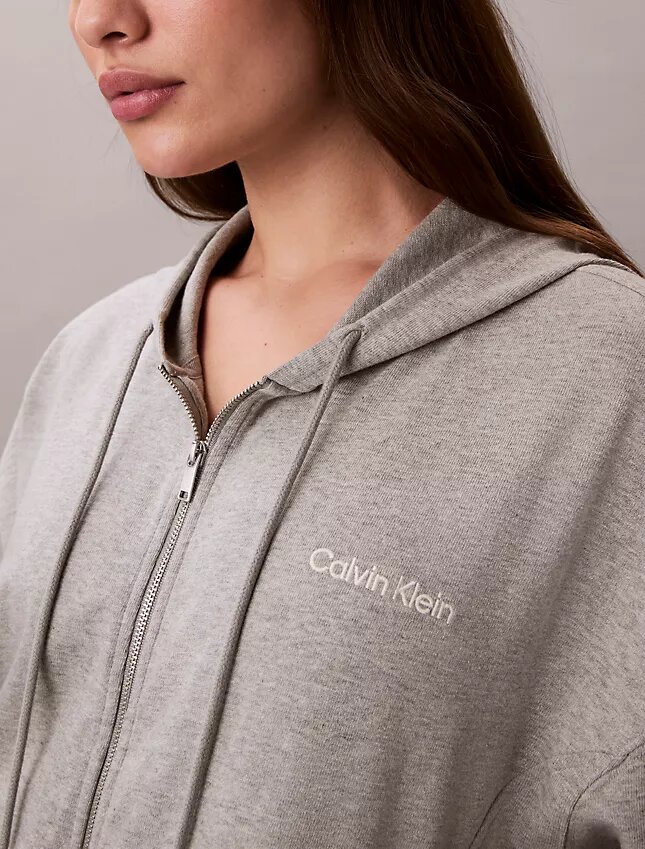 Felpa con cappuccio in jersey di cotone con logo e zip integrale Felpa con cappuccio in jersey di cotone con logo e zip integrale