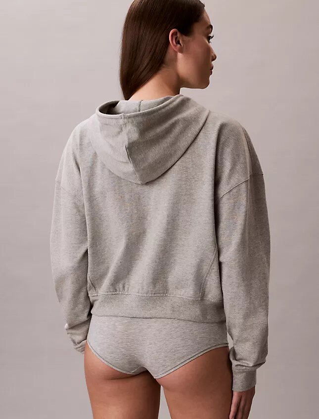 Felpa con cappuccio in jersey di cotone con logo e zip integrale Felpa con cappuccio in jersey di cotone con logo e zip integrale