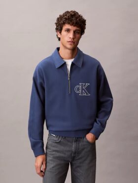 Felpa con logo Monogram e zip a un quarto