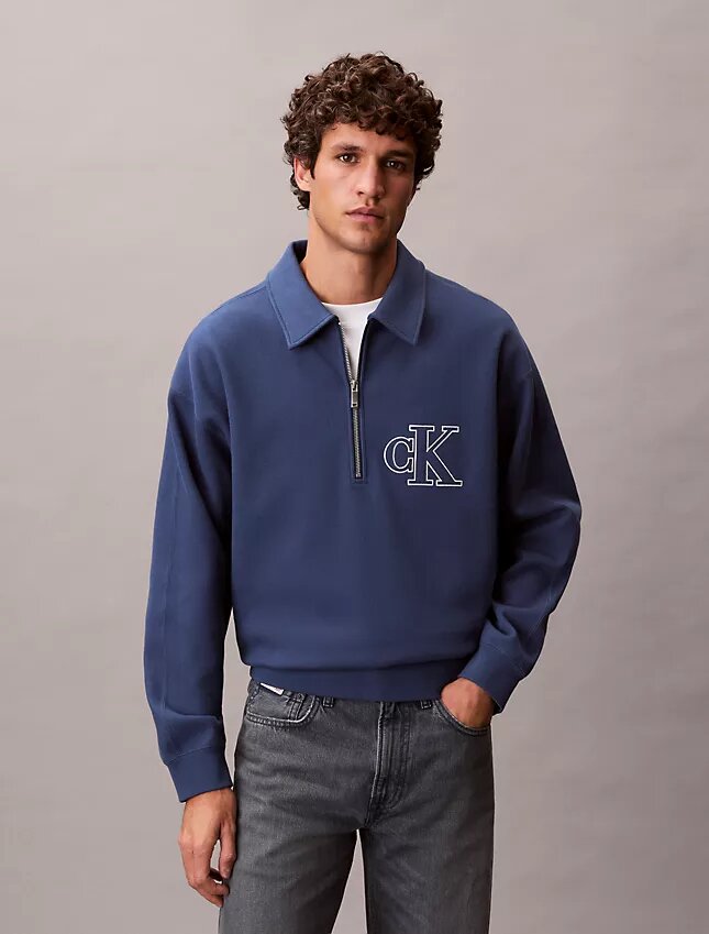 Felpa con logo Monogram e zip a un quarto Felpa con logo Monogram e zip a un quarto