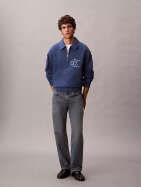 Felpa con logo Monogram e zip a un quarto
