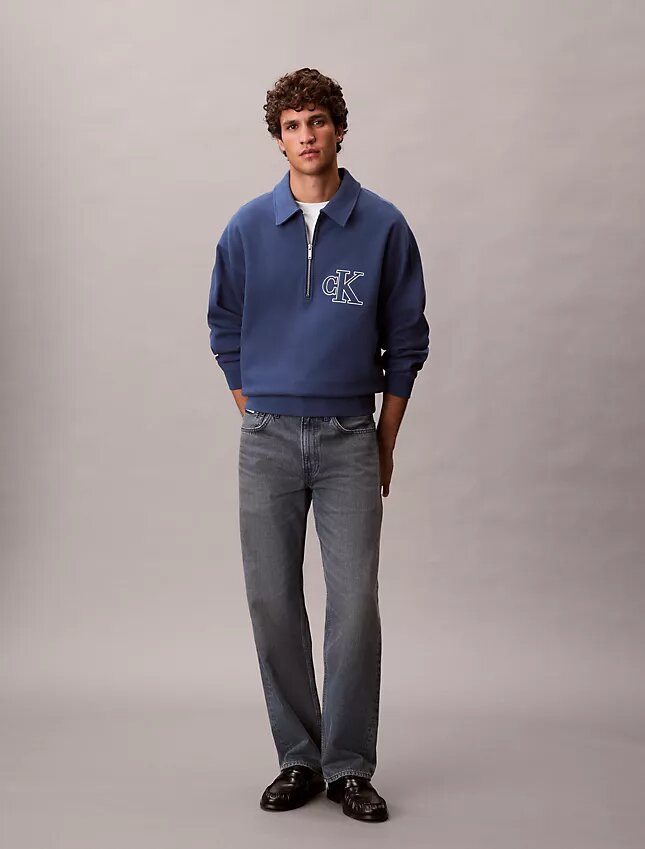 Felpa con logo Monogram e zip a un quarto Felpa con logo Monogram e zip a un quarto