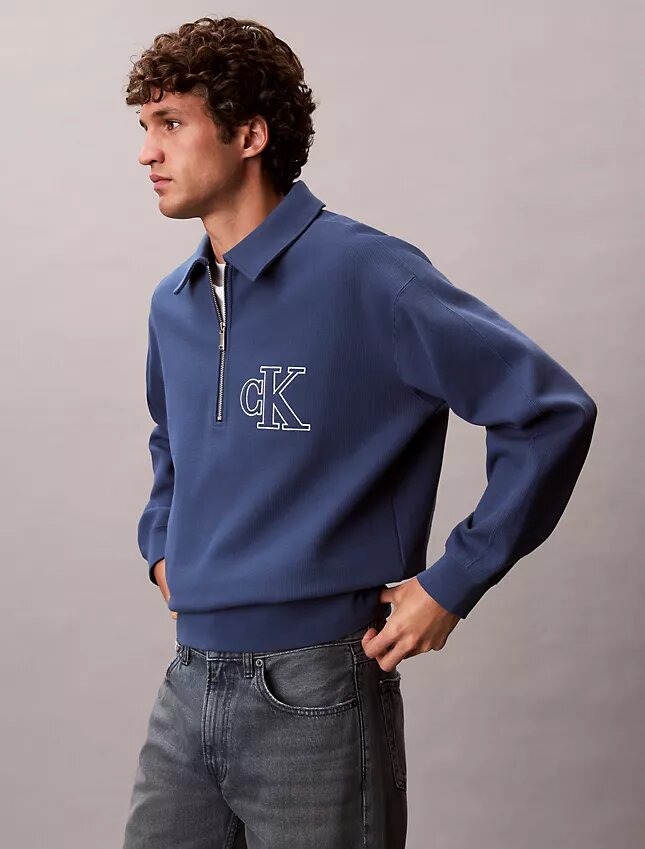 Felpa con logo Monogram e zip a un quarto Felpa con logo Monogram e zip a un quarto