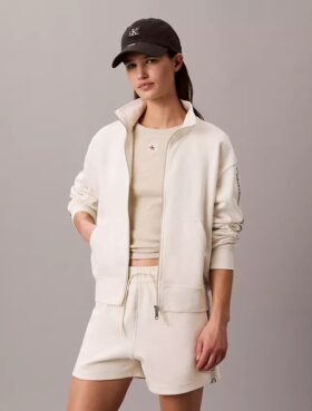 Felpa con zip integrale e nastro con logo