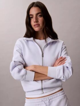 Felpa con zip integrale e nastro con logo