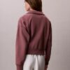 Felpa in pile con monogramma e zip a un quarto