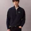 Felpa Monologo Premium in spugna con zip a un quarto Felpa Monologo Premium in spugna con zip a un quarto