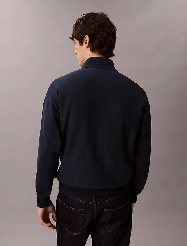 Felpa Monologo Premium in spugna con zip a un quarto Felpa Monologo Premium in spugna con zip a un quarto