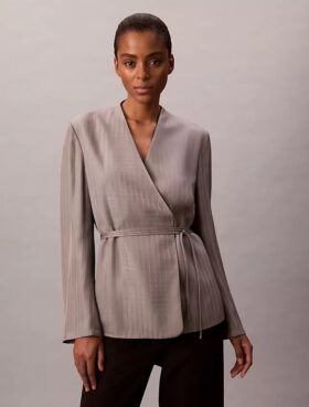 Giacca avvolgente in jacquard di viscosa