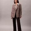 Giacca blazer doppiopetto in misto gabardine di lana
