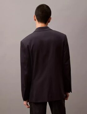 Giacca blazer doppiopetto in misto gabardine di lana