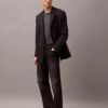 Giacca blazer doppiopetto in misto gabardine di lana