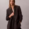 Giacca blazer morbida in misto lana con motivo pied-de-poule