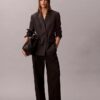 Giacca blazer morbida in misto lana con motivo pied-de-poule