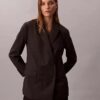 Giacca blazer morbida in misto lana con motivo pied-de-poule