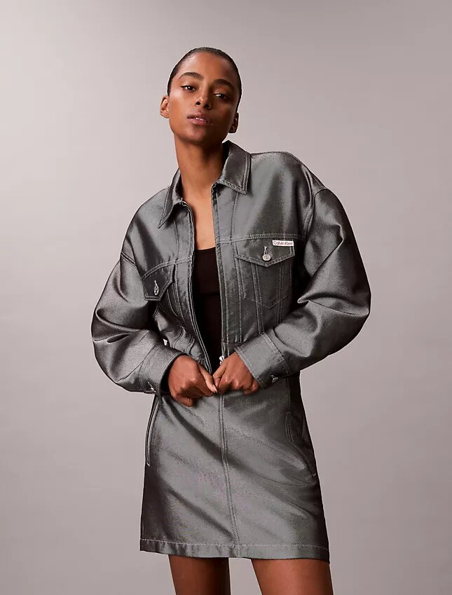 Giacca bomber in Denim lucido Giacca bomber in Denim lucido