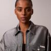 Giacca bomber in Denim lucido Giacca bomber in Denim lucido