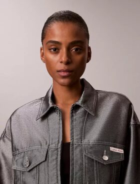 Giacca bomber in Denim lucido