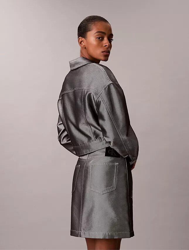 Giacca bomber in Denim lucido Giacca bomber in Denim lucido