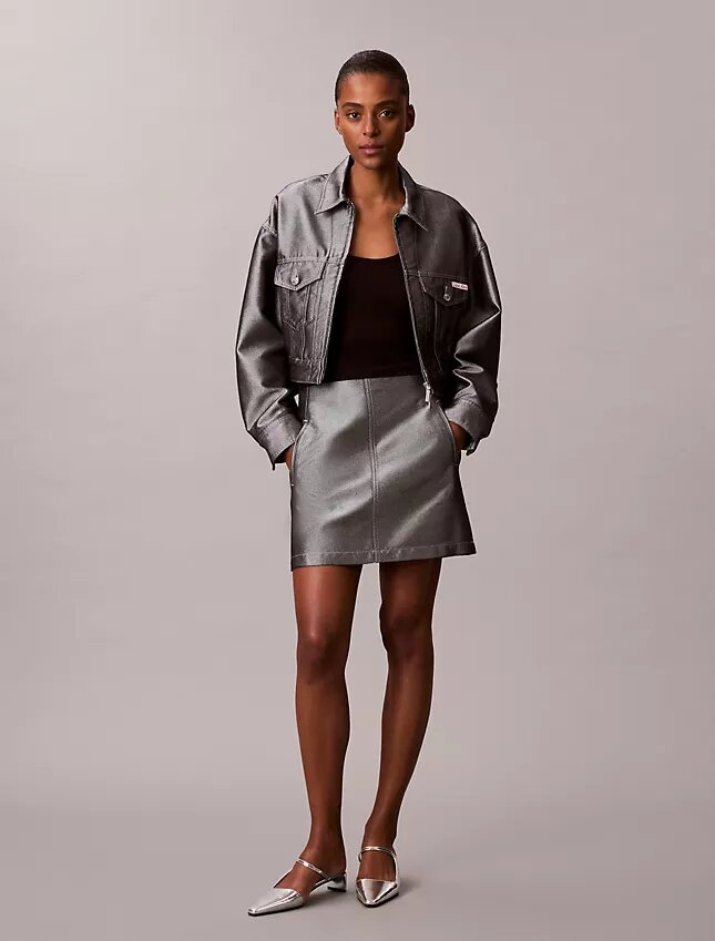 Giacca bomber in Denim lucido Giacca bomber in Denim lucido