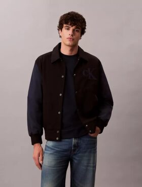 Giacca bomber varsity in nylon e cotone