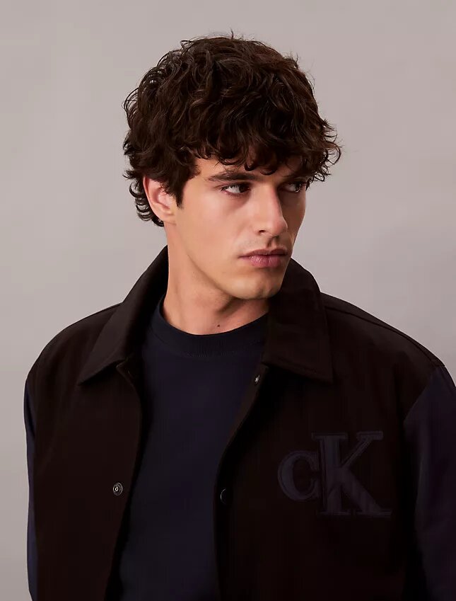 Giacca bomber varsity in nylon e cotone Giacca bomber varsity in nylon e cotone