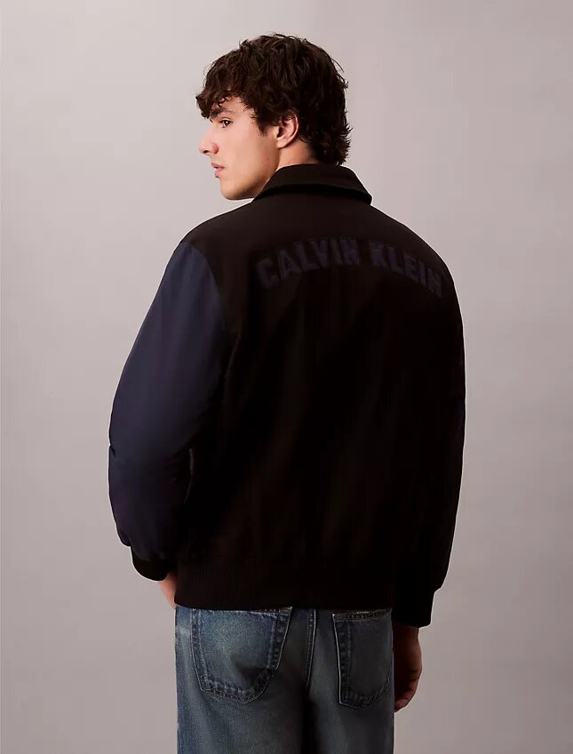 Giacca bomber varsity in nylon e cotone Giacca bomber varsity in nylon e cotone