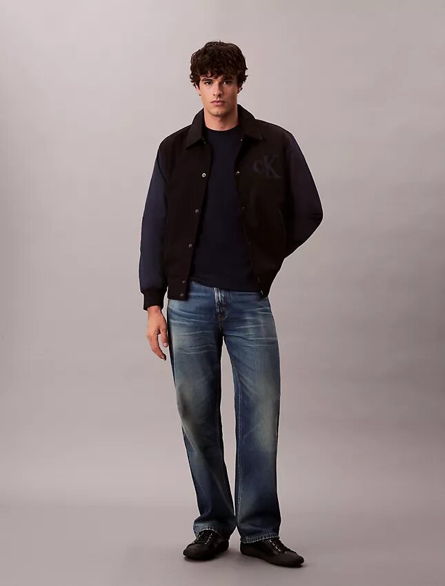 Giacca bomber varsity in nylon e cotone Giacca bomber varsity in nylon e cotone