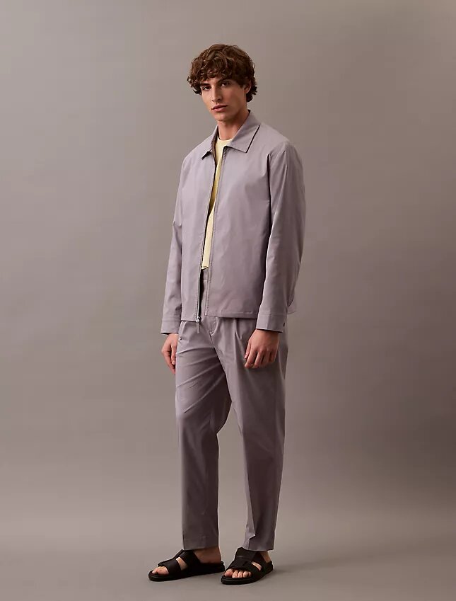 Giacca-camicia classica con zip in misto cotone Giacca-camicia classica con zip in misto cotone