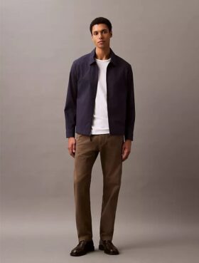Giacca-camicia classica con zip in misto cotone Giacca-camicia classica con zip in misto cotone
