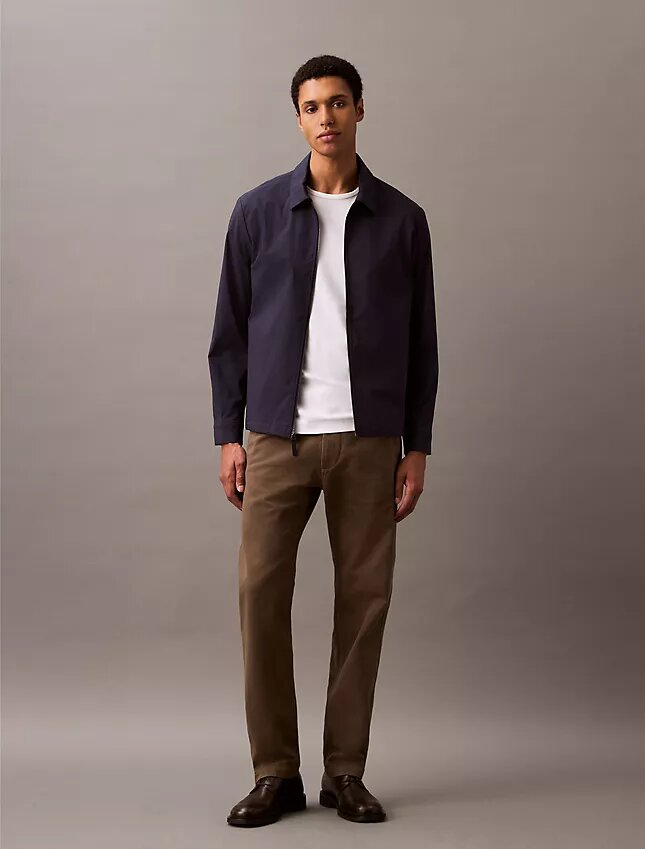 Giacca-camicia classica con zip in misto cotone Giacca-camicia classica con zip in misto cotone