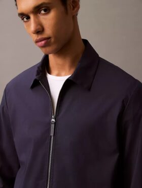 Giacca-camicia classica con zip in misto cotone Giacca-camicia classica con zip in misto cotone