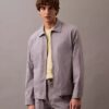 Giacca-camicia classica con zip in misto cotone Giacca-camicia classica con zip in misto cotone