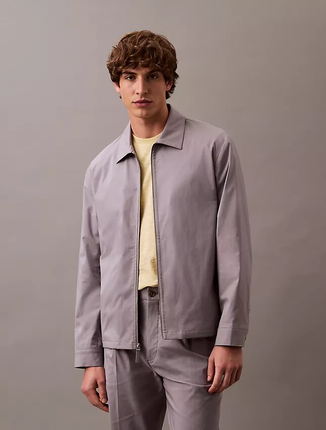 Giacca-camicia classica con zip in misto cotone Giacca-camicia classica con zip in misto cotone