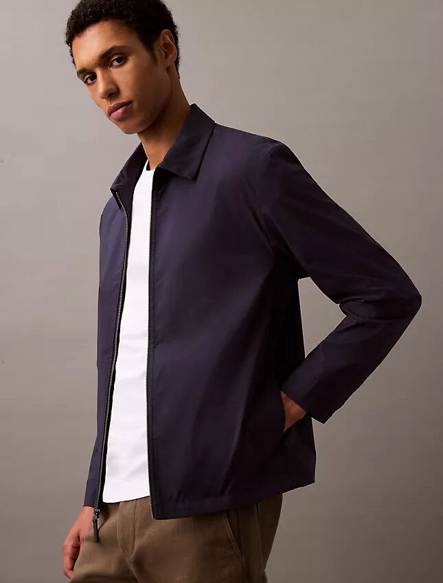 Giacca-camicia classica con zip in misto cotone Giacca-camicia classica con zip in misto cotone