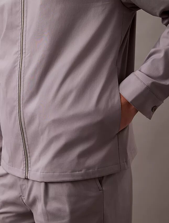 Giacca-camicia classica con zip in misto cotone Giacca-camicia classica con zip in misto cotone