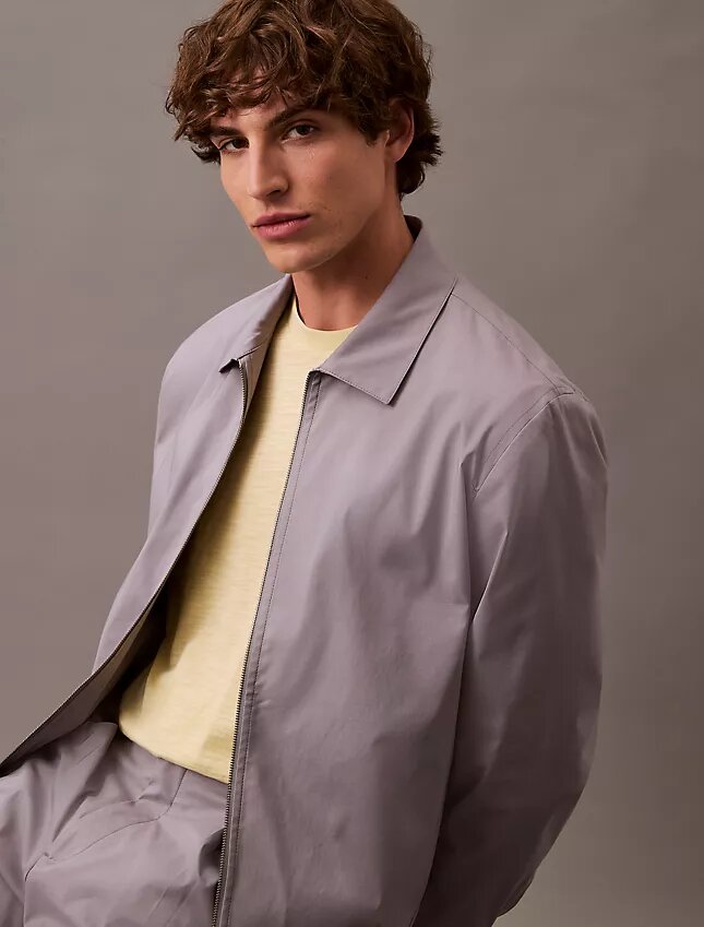 Giacca-camicia classica con zip in misto cotone Giacca-camicia classica con zip in misto cotone