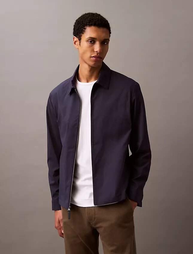 Giacca-camicia classica con zip in misto cotone Giacca-camicia classica con zip in misto cotone