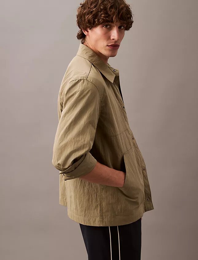 Giacca-camicia classica in misto nylon Giacca-camicia classica in misto nylon